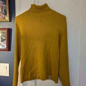 Lucy & yak mustard yellow roll neck ribbed sweater